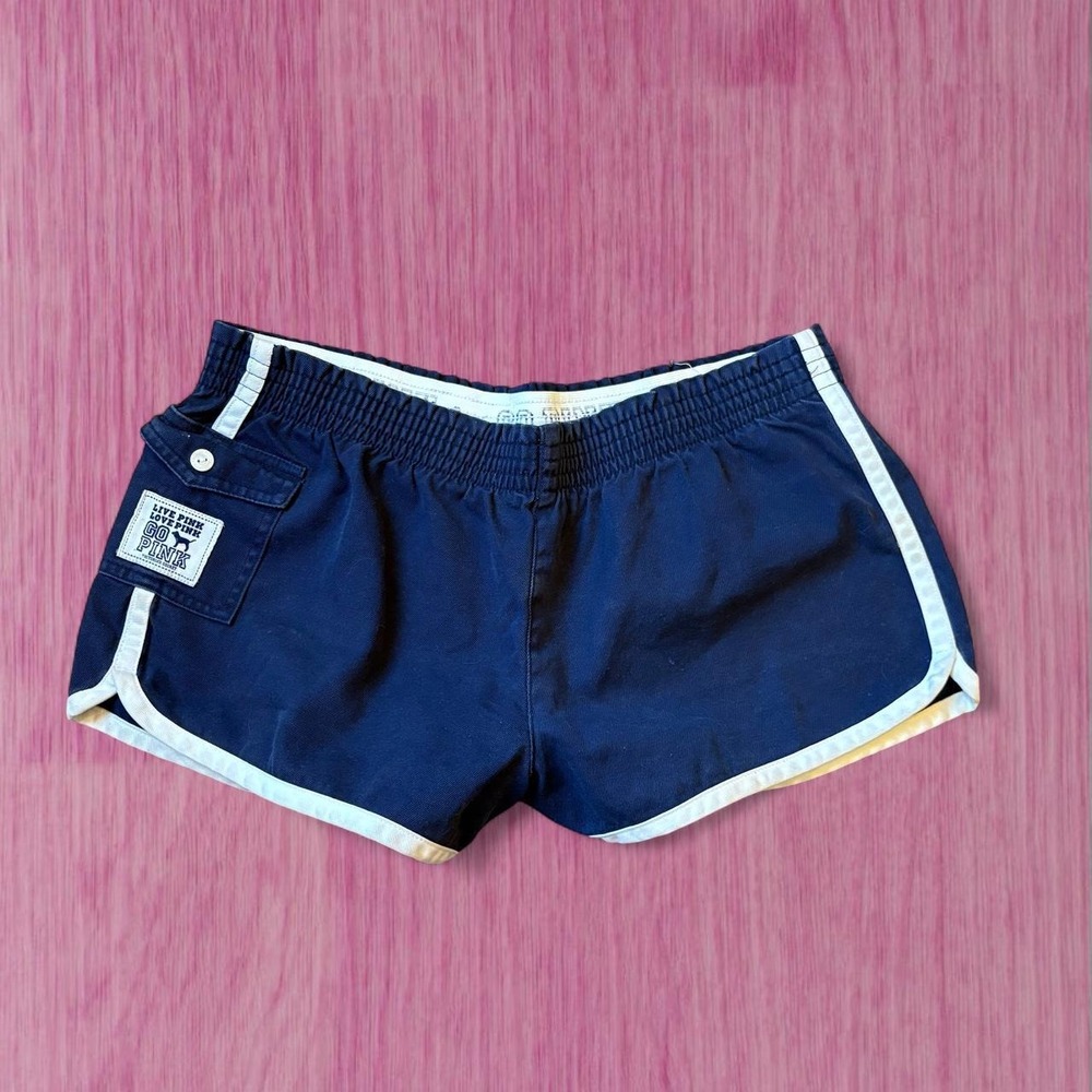 vintage 2000s navy victoria's secret pink mini shorts